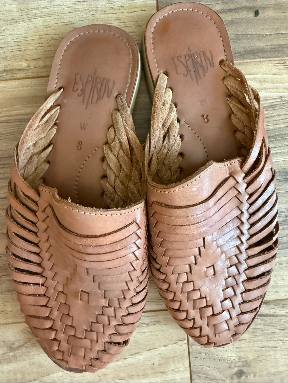 Espritu Women's Woven Leather hurache handmade Slide - Tan